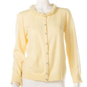 Escada Butter Yellow Cashmere Blend Sweater with R